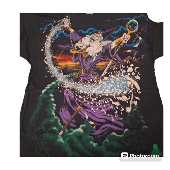 Vtg NOS 1994 Liquid Blue Wizard AOP Single Stitch Shirt Sz XL On FOTL Tag USA - Picture 2 of 9
